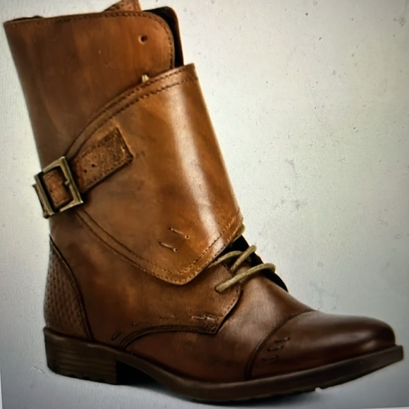 NWT Bed Stu Roan Leather Deception Wrap Over Combat Boots - Picture 7 of 7